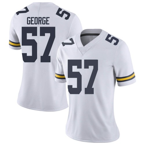 Joey George Michigan Wolverines Women's NCAA #57 White Limited Brand Jordan College Stitched Football Jersey ZNR1654HK